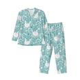 thumbnail image 1 of Naloa Swan And Flowers4 Men’s Pajamas Set - Long Sleeve Button Down Sleep Shirt and Pajama Bottoms Sleepwear Set-Large, 1 of 7
