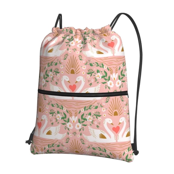 Naloa Swan Couple Drawstring Backpack String Bag Cinch Water Resistant for Gym Shopping Sport Yoga