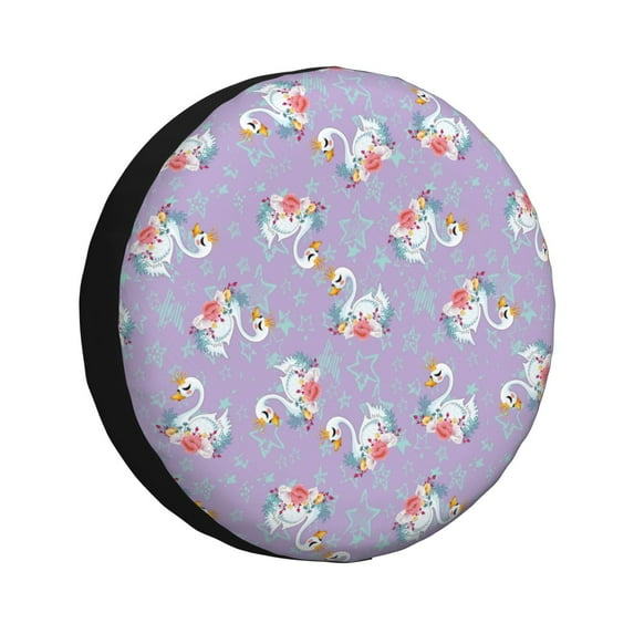 Naloa Swan With Stars PVC Leather Spare Tire Wheel Cover for Car Truck SUV Camper Trailer Universal Fit many size16 inch