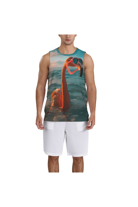 Swimming Goggled Flamingo Basketball Jersey Reversible Men's Mesh Athletic Sports Shirts Training Practice S-4XLSmall