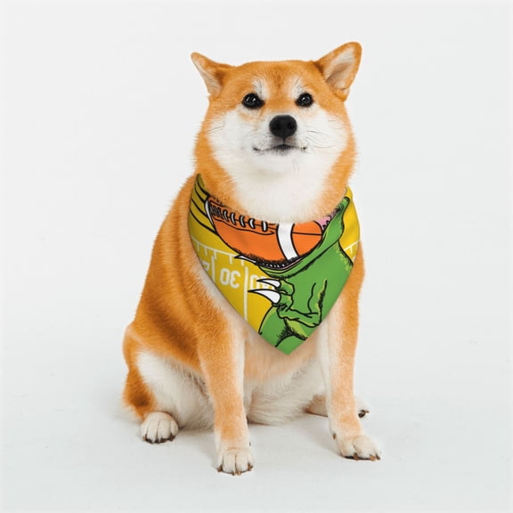 Naloa T-Rex Playing Football Dog Bandana Large and Small-Dog Scarf Bib Handkerchief Accessories for Dogs and Cats(S-L)-Small