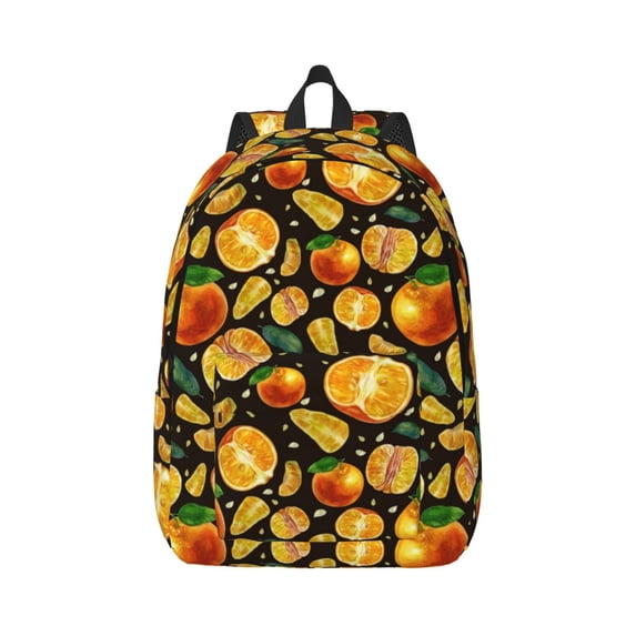 Naloa Tangerine Canvas Backpack for Men Women Rucksack Casual Travel Daypack College Tote Satchel Bookbag for Teens-Small