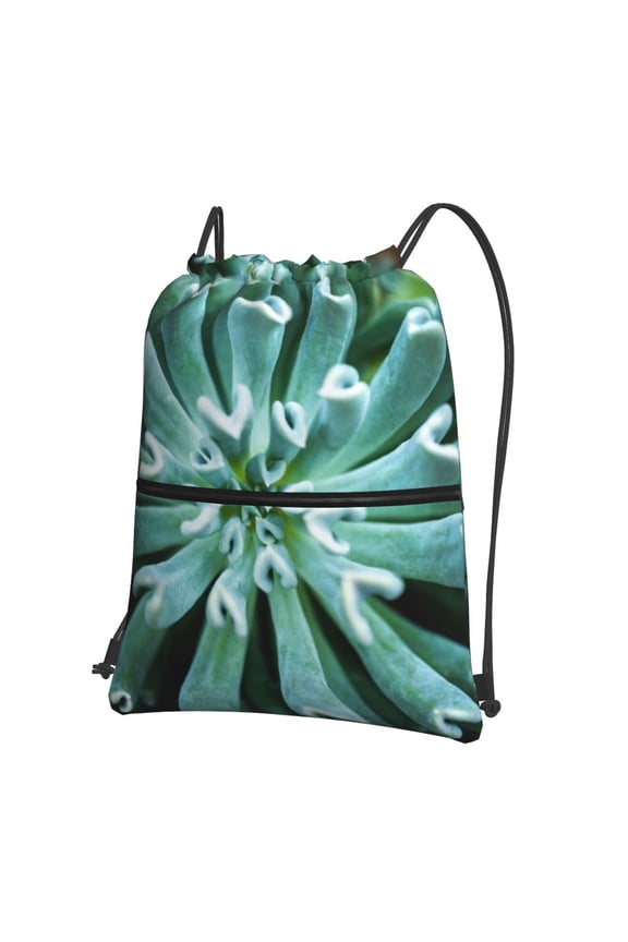 Teal Cactus Drawstring Backpack String Bag Cinch Water Resistant for Gym Shopping Sport Yoga