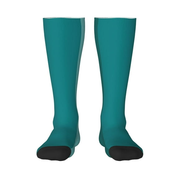 Naloa Teal Color Knee Socks, High Socks Long Stretchy Sock Women Knee High Stocking, Long Socks for Women