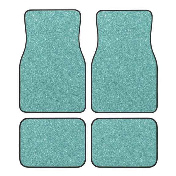 Naloa Teal Green Glitter Car Foot Mat Set of 4 Pieces - Universal Floor Liner Neoprene Full Set Floor Mats for Cars Trucks SUV
