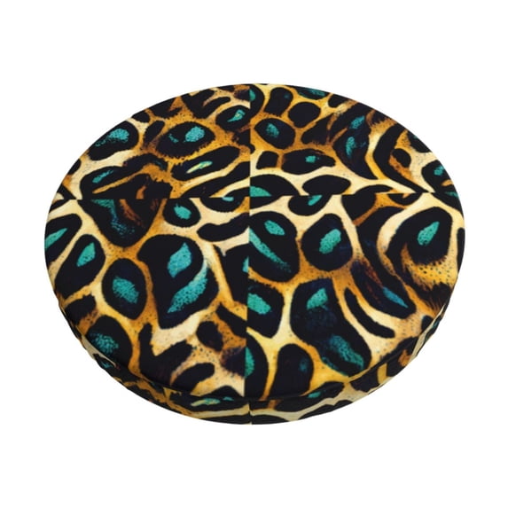Naloa Teal Leopard Round Bar Stool Cushion Cover 12-14 inch, Fits Kitchen, Office, Restaurant Chairs - {sizeName}13 inch