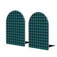 thumbnail image 1 of Naloa Teal On Black Plaid 2 Pcs Bookend Large Capacity Office Book Ends for Home Office Library School Study Decoration, 1 of 8