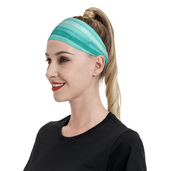 Naloa Teal Turquoise Fashionable Sport Sweatband for Running, Yoga, Basketball - Head Circumference 19.6-22.4 inches