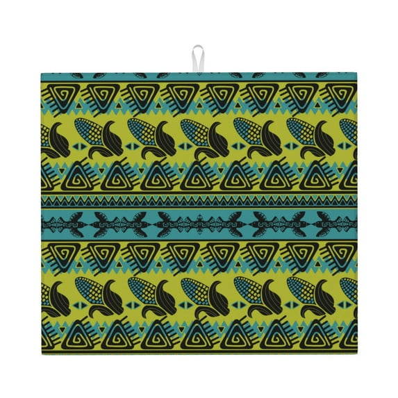 Naloa Teal Vintage Corn Pattern Dish Drying Mat for Kitchen Counter, Heat Resistant Drainer Mats, Absorbent Draining Mat,Dish Rack Pad,16"x18"