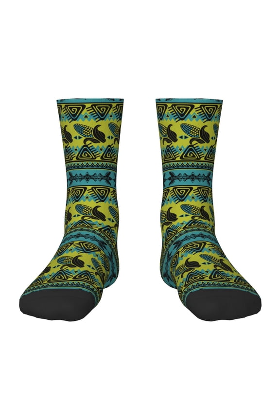 Teal Vintage Corn Pattern Kids Socks Unisex Kids and Toddlers' Crew Socks, ,1 Pairs