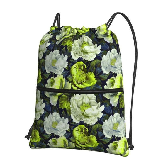 Naloa Teal floral elegance Drawstring Backpack String Bag Cinch Water Resistant for Gym Shopping Sport Yoga