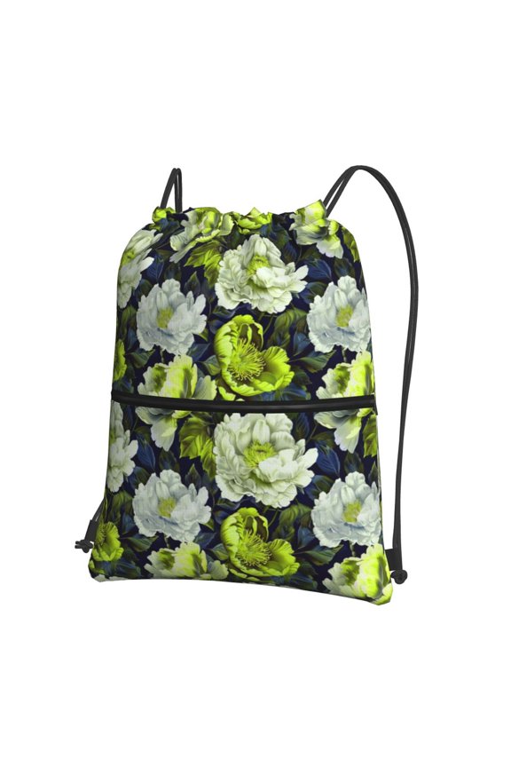 Teal floral elegance Drawstring Backpack String Bag Cinch Water Resistant for Gym Shopping Sport Yoga