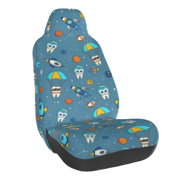 Naloa Teeth Cosmonaut Car Seat Covers Universal Front Seat Coves for Car Accessories ,Padded Car Covers for Automotive, SUV, Truck, and Van