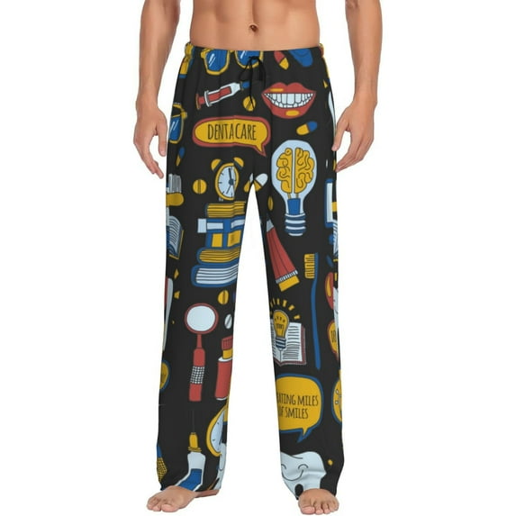 Naloa Teeth Pajama Pants Men, PJ Bottoms, Sleep & Lounge Pants-X-Large