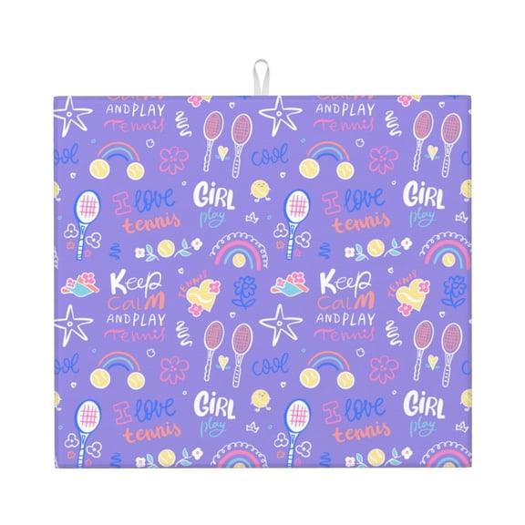 Naloa Tennis 1 Dish Drying Mat for Kitchen Counter, Heat Resistant Drainer Mats, Absorbent Draining Mat,Dish Rack Pad,16"x18"