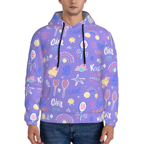 Naloa Tennis 1 Men's Casual Hooded Collar Drawstring Hoodies Pullover Sweatshirts Casual Long Sleeve Shirts-4X-Large