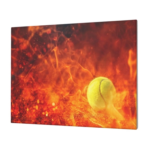 Naloa Tennis Ball In Fire Print Canvas Picture,Wall Pictures, Modern Decorative Poster,Art Prints for Bedroom, Toilet, 40 x 30 cm, Built-in Wooden Frame