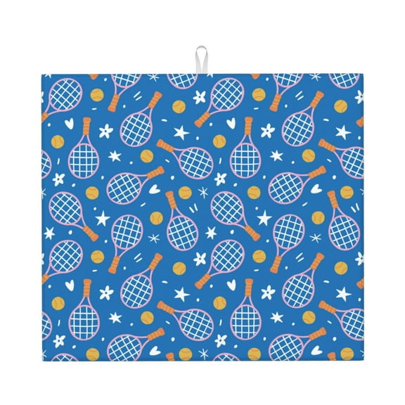 Naloa Tennis Dish Drying Mat for Kitchen Counter, Heat Resistant Drainer Mats, Absorbent Draining Mat,Dish Rack Pad,16"x18"