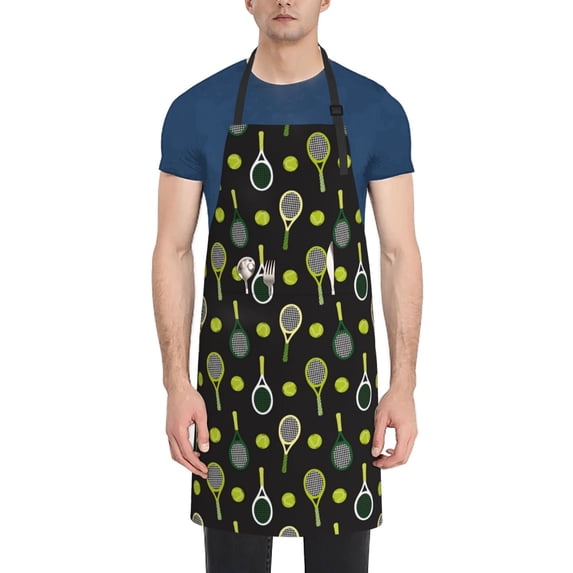 Naloa Tennis Rackets Apron Kitchen Aprons with Pockets for Women Men Chef