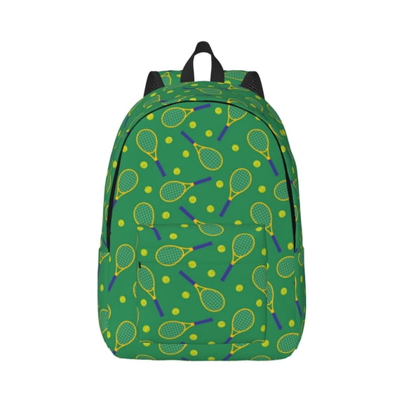 Naloa Tennis Rockets And Balls Canvas Backpack for Men Women Rucksack Casual Travel Daypack College Tote Satchel Bookbag for Teens-Medium