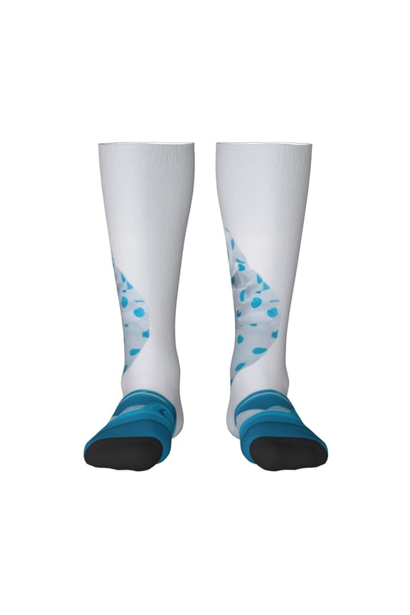 Terrier Takes A Bath With Shower Cap Knee Socks, High Socks Long Stretchy Sock Women Knee High Stocking, Long Socks for Women