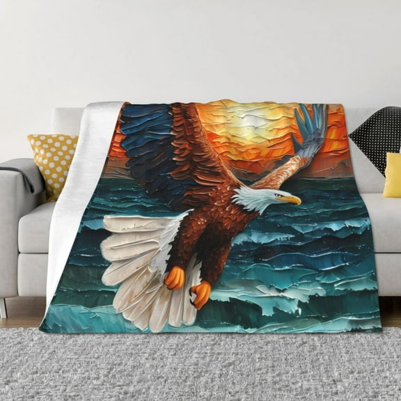 Naloa Textured Bald Eagle Flannel Blankets - Thick and Warm Blanket for Winter, Soft Fuzzy Plush King Blanket for All Seasons60"x50"