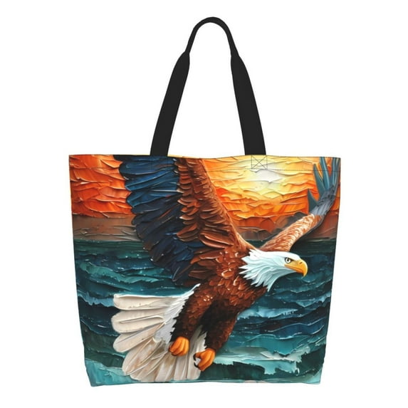Naloa Textured Bald Eagle Tote Bag for Women Large Capacity Shoulder Bag for College Work Travel Shopping