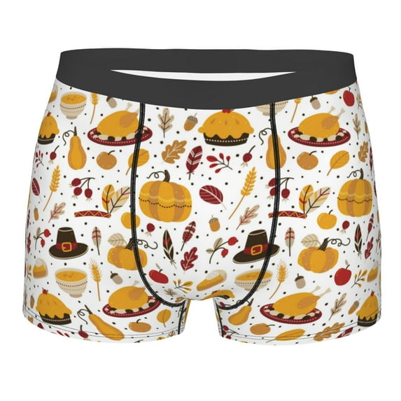 Naloa Thanksgiving Print Mens Underwear - Boxers for Men, Classic Briefs for Men