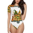 thumbnail image 1 of Naloa Thanksgiving Truck Women's Short-Sleeved Onesie, One-Piece Swimsuit for Parties, dates, clubs - Small, 1 of 9