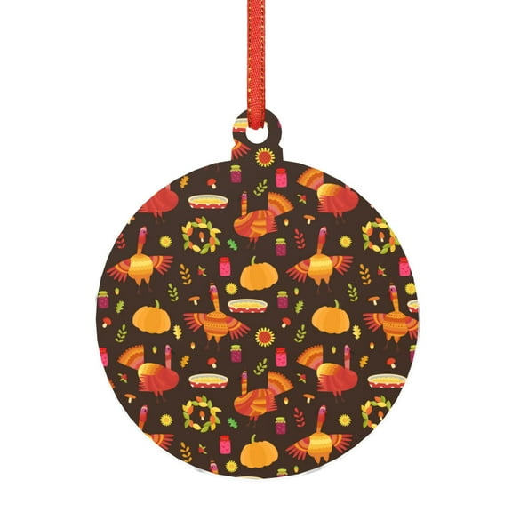 Naloa Thanksgiving Turkey Acrylic Santa Tree Decorations Christmas Hanging Pendant for Christmas Winter New Year Party Hanging Decorations-Round Shape