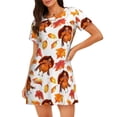 thumbnail image 1 of Naloa Thanksgiving Turkey Leaves Print Women Nightgowns,Womens Loungewear,Short Sleeve Sleepwear,Comfy Ladies Nightdress, 1 of 6