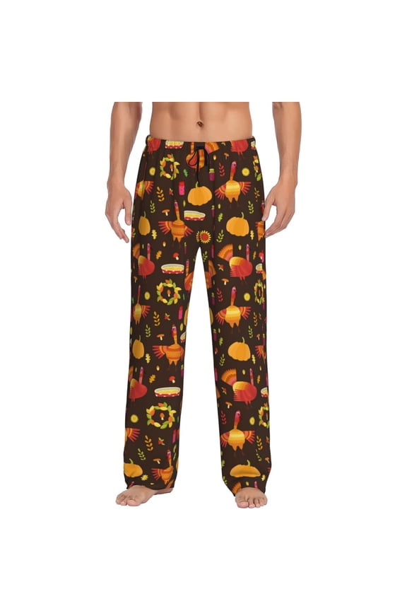 Thanksgiving Turkey Pajama Pants Men, PJ Bottoms, Sleep & Lounge Pants-XX-Large