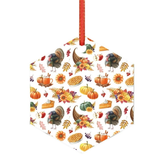 Naloa Thanksgiving Turkeys 1 Acrylic Santa Tree Decorations Christmas Hanging Pendant for Christmas Winter New Year Party Hanging Decorations-Hexagon