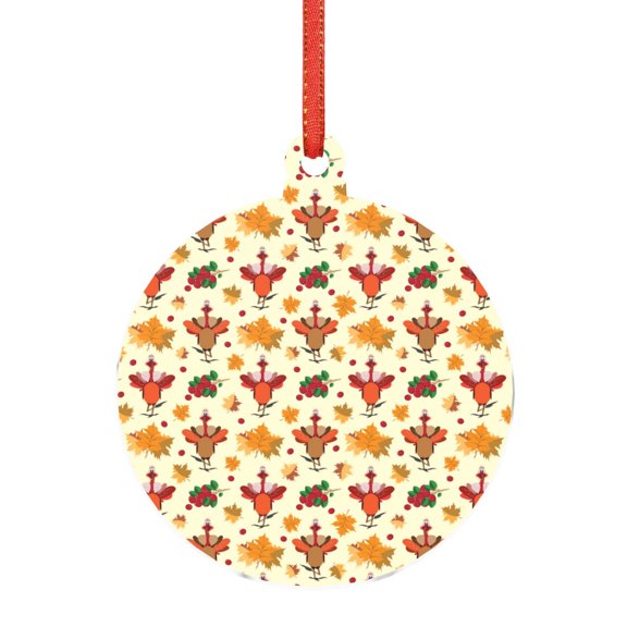 Naloa Thanksgiving Turkeys Acrylic Santa Tree Decorations Christmas Hanging Pendant for Christmas Winter New Year Party Hanging Decorations-Round Shape