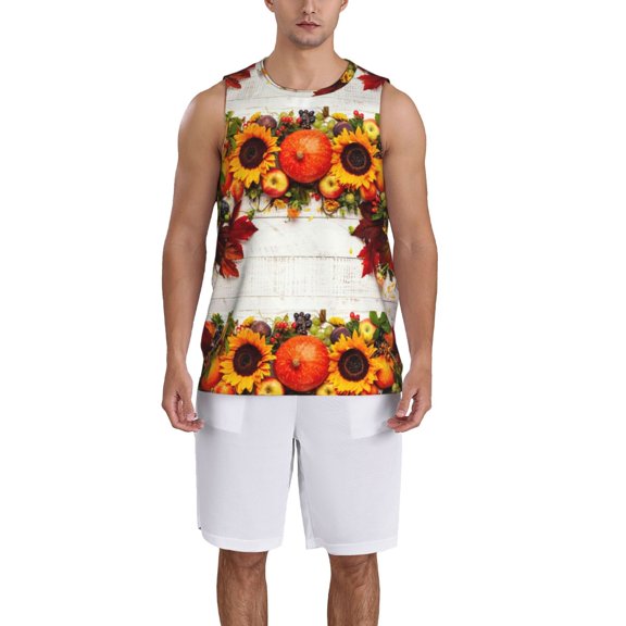 Naloa Thanksgiving With Autumn Basketball Jersey Reversible Men's Mesh Athletic Sports Shirts Training Practice S-4XLMedium