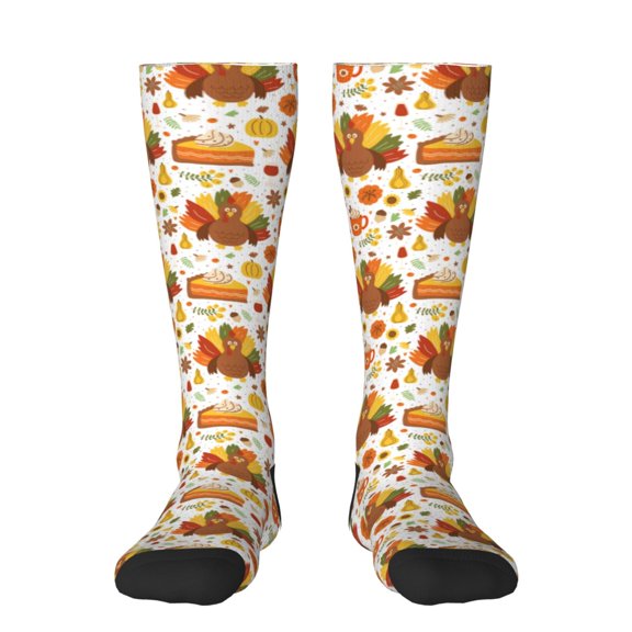Naloa Thanksgiving With Turkey Knee Socks, High Socks Long Stretchy Sock Women Knee High Stocking, Long Socks for Women