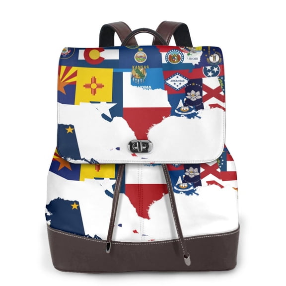 Naloa The Map Of United States Print Leather Backpack Purse for Women and Ladies,Shoulder Travel Daypacks Bags,Laptop Backpack for Women