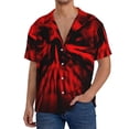 thumbnail image 1 of Naloa The Red Head Skull Men's Loose Fit Cuban Collar Short-Sleeve Shirt, Hawaiian Shirts, Mens Shirts Casual for Everyday Wear Outings-Large, 1 of 5