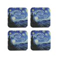 thumbnail image 1 of Naloa The Starry Night Coasters for Set of 4 - PU Leather Coasters, Coasters for Table Cup Tea Coffee Beer, Decorative for Kitchen Homedecor (Round), 1 of 6