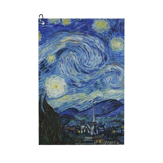 Naloa The Starry Night Golf Towel Golf Gift for Men and Women Golf Towel with Carabiner Clip to Quickly Remove Mud, Dirt and Sweat