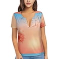 thumbnail image 1 of Naloa The Sunset of Dandelion Print T-Shirts Short Sleeve V Neck Tees for Women Fashion Tops Trendy Lightweight Soft Casual Summer Outfits Clothes, 1 of 5