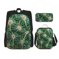 thumbnail image 1 of Naloa Thorns Of Macro Cactus Print Large Capacity Backpack Lunch Bag Pencil Case Combination 3 Piece Set for Student, 1 of 8
