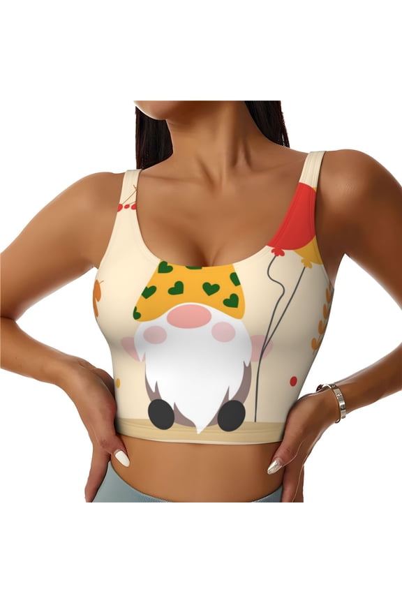 Three Gnomes With Balloons Sports Bras for Women,Sports Bras for Women High Support with Removable Pads-XX-Large