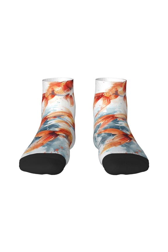 Three Goldfish Watercolor Splash Ankle Socks for Women Non Slip Socks No Show Socks Classic Low Cut Casual Socks Casual Socks