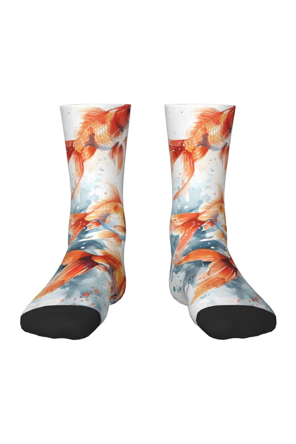 Three Goldfish Watercolor Splash Kids Socks Unisex Kids and Toddlers' Crew Socks, ,1 Pairs