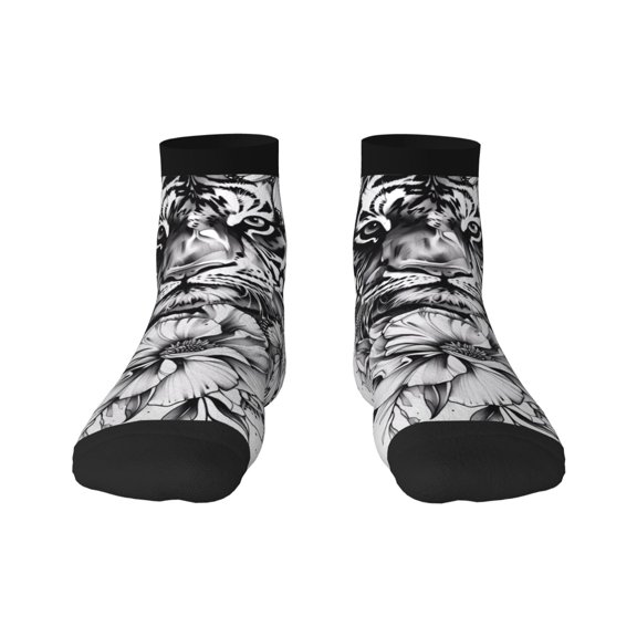 Naloa Tiger Butterfly Floral Art Ankle Socks for Women Non Slip Socks No Show Socks Classic Low Cut Casual Socks Casual Socks