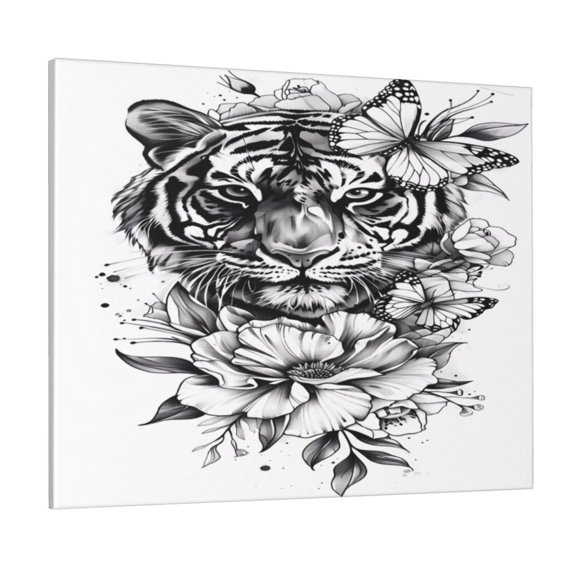 Naloa Tiger Butterfly Floral Art Print Canvas Bathroom Wall Art,Bathroom Wall Art Decoration, Canvas Poster Prints,Decorative Paintings for Living Room, Bathroom, Kids Room