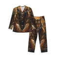 thumbnail image 1 of Naloa Tiger In The Fallen Leaf Forest Men’s Pajamas Set - Long Sleeve Button Down Sleep Shirt and Pajama Bottoms Sleepwear Set-Large, 1 of 7