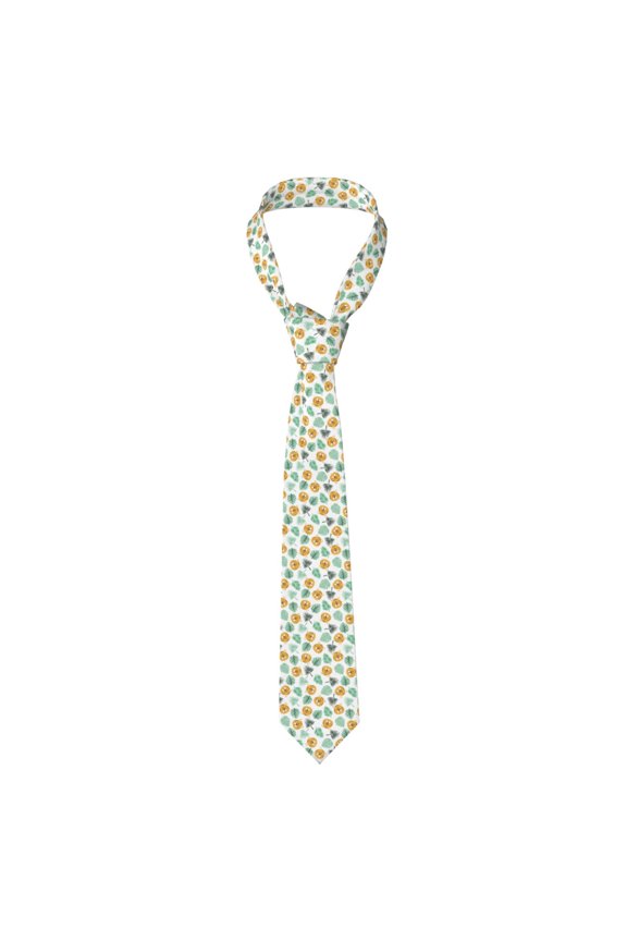 Tiger Leaves Print Solid Color Tie Formal Necktie for MenSuitable for business, daily life, work