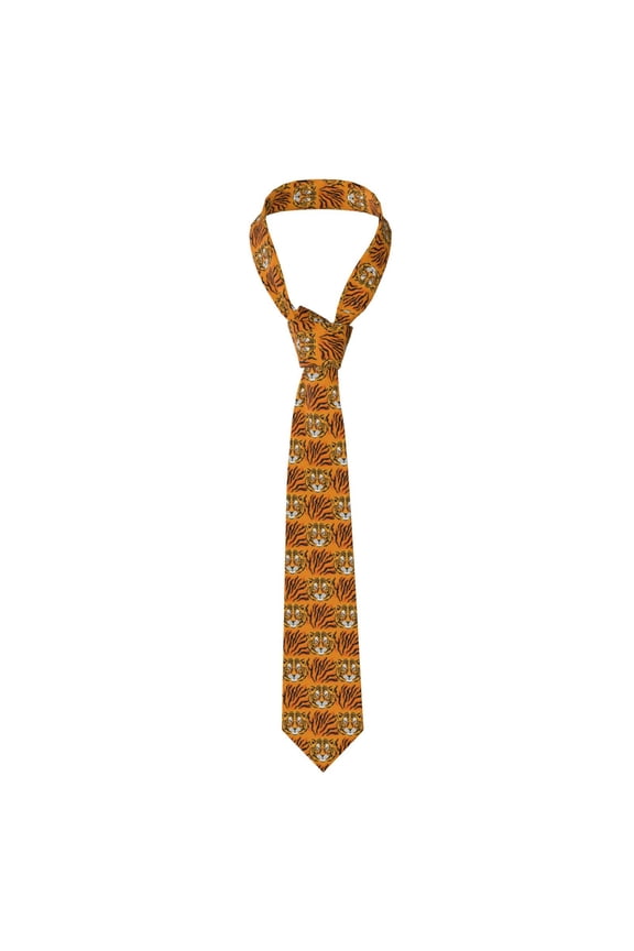 Tiger Print Solid Color Tie Formal Necktie for MenSuitable for business, daily life, work